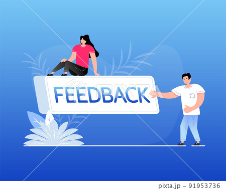Icon with feedback flat button with people marketing design. Social media element. White background. Vector illustration Icon with feedback flat button with people marketing design. Social media element. White background. Vector illustration 91953736