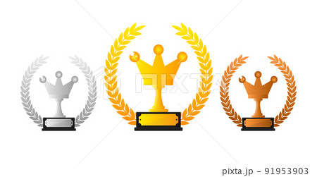 Gold, Silver and Bronze medal, Champion and winner awards - 1st, 2nd and 3rd place awards set. Gold, Silver and Bronze medal, Champion and winner awards - 1st, 2nd and 3rd place awards set. 91953903