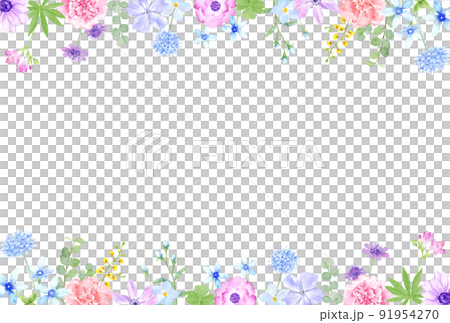 水彩で描いたz上品な植物の上下フレーム 　はがきサイズ比率 91954270