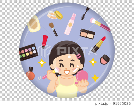 化粧をする女性とコスメグッズ 91955026
