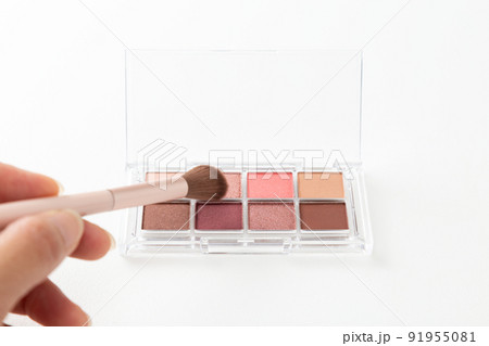アイシャドウとメイクブラシ 白バック アイシャドウとメイクブラシ 白バック 91955081