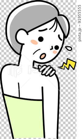 一位肩部僵硬的老年婦女的上身 一位肩部僵硬的老年婦女的上身 91955555