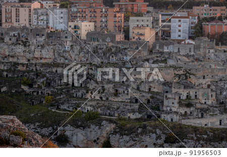 Sassi in the city of Matera Italy at sunset Sassi in the city of Matera Italy at sunset 91956503