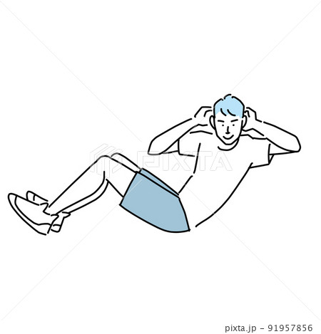 腹筋のエクササイズをする男性 腹筋のエクササイズをする男性 91957856