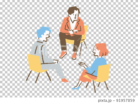 会社で話し合う社員たち_色 91957859