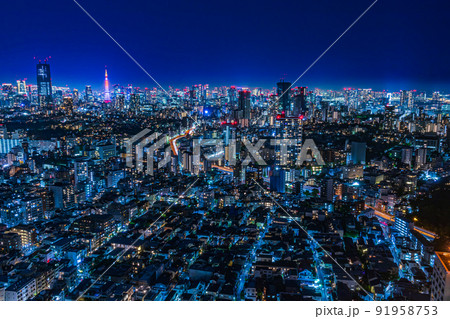 【東京の都市風景】東京都心の眺望夜景 【東京の都市風景】東京都心の眺望夜景 91958753