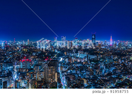 【東京の都市風景】東京都心の眺望夜景 【東京の都市風景】東京都心の眺望夜景 91958755