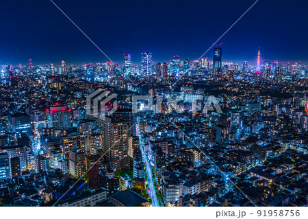 【東京の都市風景】東京都心の眺望夜景 【東京の都市風景】東京都心の眺望夜景 91958756