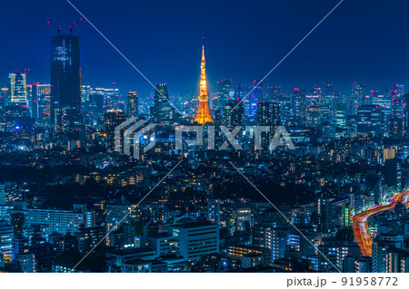 【東京の都市風景】東京都心の眺望夜景 91958772