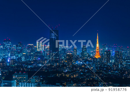 【東京の都市風景】東京都心の眺望夜景 91958776
