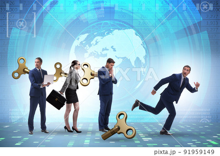 Concept of businessman escaping from office routine Concept of businessman escaping from office routine 91959149