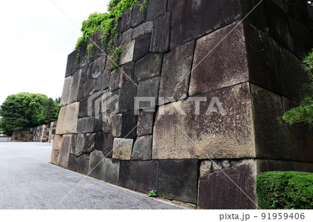 旧江戸城の石垣 旧江戸城の石垣 91959406