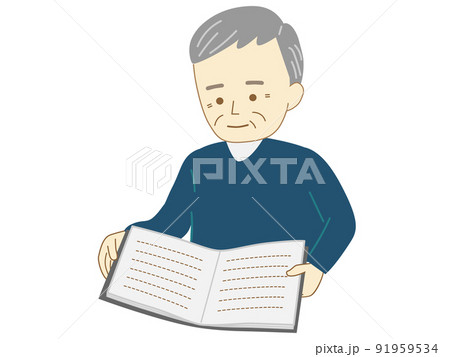 本を読むおじいさん 91959534