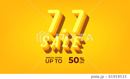 7.7 Online shopping day sale banner template on red background. 7.7 Online shopping day sale banner template on red background. 91959535