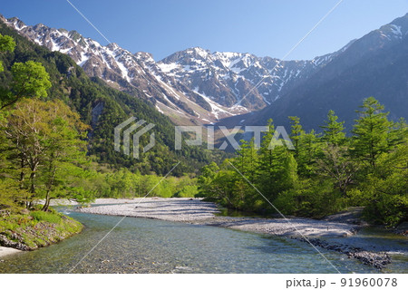 初夏の上高地【河童橋から見た定番絶景アングル】 91960078