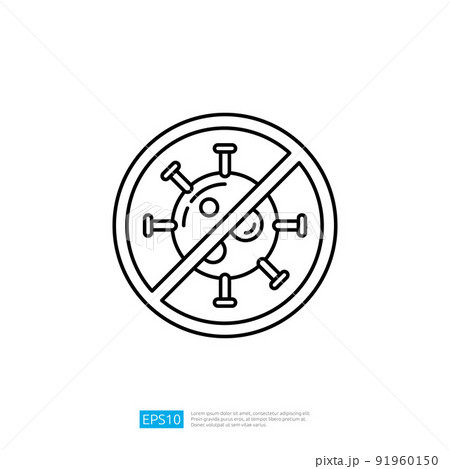 Forbidden sign with virus particle icon Forbidden sign with virus particle icon 91960150