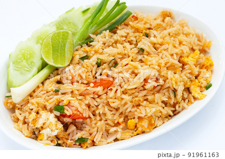 Fried rice in white plate Fried rice in white plate 91961163
