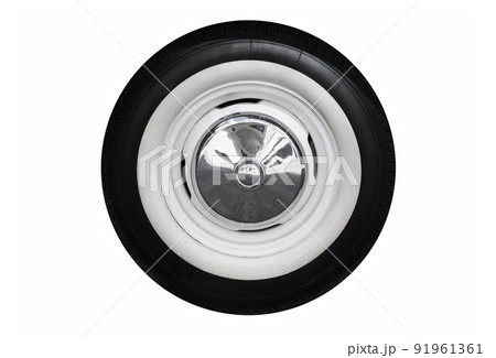 Vintage car wheel isolated on white Vintage car wheel isolated on white 91961361