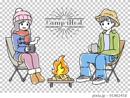 シンプルなキャンプのイラスト 91962458