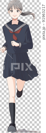 跑步學生初中生高中生水手服馬尾辮積極挑戰進步 91963217