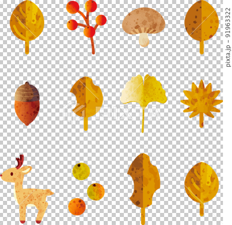 Icon mark autumn animal leaf tree watercolor... - Stock Illustration ...