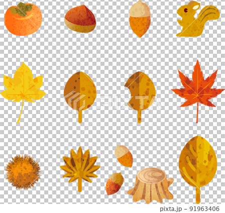 Icon mark autumn animal fruit leaf tree... - Stock Illustration ...