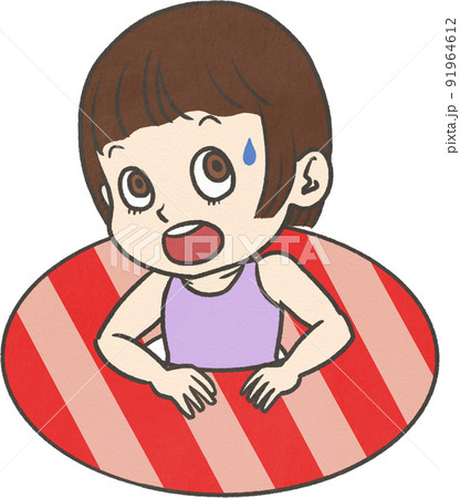水遊びをする女の子が驚いているイラスト 水遊びをする女の子が驚いているイラスト 91964612