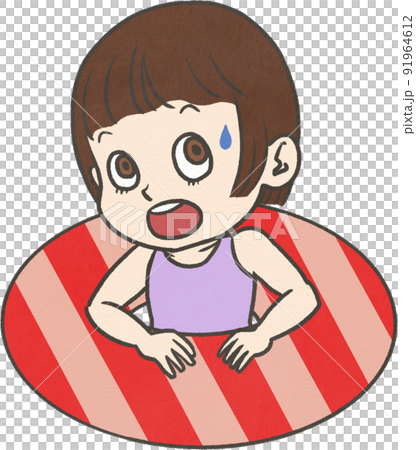 水遊びをする女の子が驚いているイラスト 水遊びをする女の子が驚いているイラスト 91964612