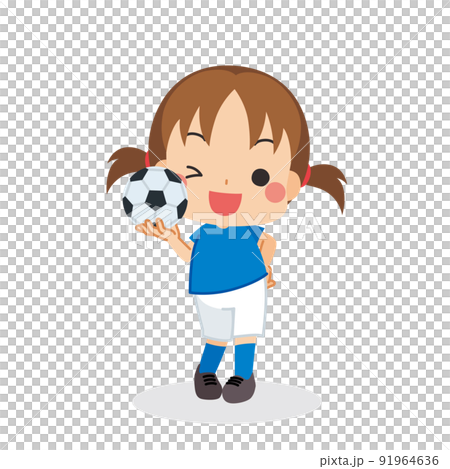 Illustration of a cute girl winking with a soccer ball White background Full body clip art Vector Illustration of a cute girl winking with a soccer ball White background Full body clip art Vector 91964636