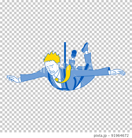 スカイダイビングをするビジネスマンのイラスト(白背景・ベクター・切り抜き) スカイダイビングをするビジネスマンのイラスト(白背景・ベクター・切り抜き) 91964672