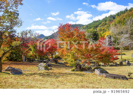 耶馬渓の紅葉スポット溪石園 91965692