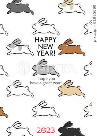 2023年賀状 うさぎいろいろ シンプル 2023年賀状 うさぎいろいろ シンプル 91965699