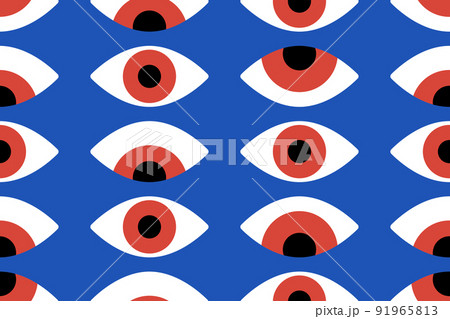 Bauhaus eye seamless pattern. Minimal geometric design of the 20s. Abstract vector template with elements of primitive forms. Modern hipster style.  91965813
