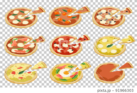 Pizza cut set isometric drawing 91966303