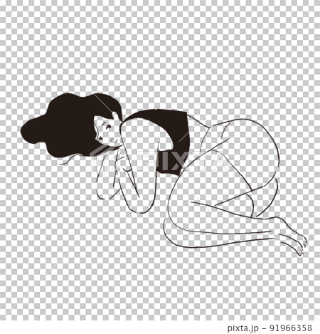 寝ころぶ女性　寝る　昼寝 91966358