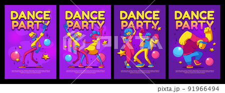 Dance party flyers happy contemporary characters Dance party flyers happy contemporary characters 91966494