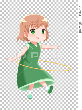 Illustration of a girl doing a hula hoop Illustration of a girl doing a hula hoop 91967349