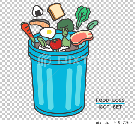 食品ロスでゴミ箱に食材を捨てるベクターイラスト素材/廃棄/SDGs 食品ロスでゴミ箱に食材を捨てるベクターイラスト素材/廃棄/SDGs 91967760