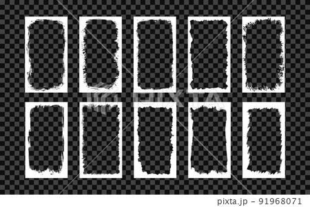 Grunge frames for photo collage, stories and social network media. Template with brush stroke. Rectangular border with grunge overlay. Set of vector illustrations isolated on transparent background Grunge frames for photo collage, stories and social network media. Template with brush stroke. Rectangular border with grunge overlay. Set of vector illustrations isolated on transparent background 91968071