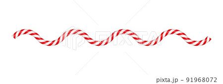 Christmas candy cane circle frame with red and white striped. Xmas border with striped candy lollipop pattern. Blank christmas and new year template. Vector illustration isolated on white background 91968072