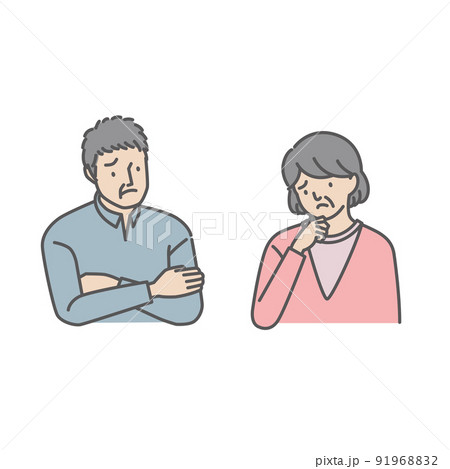 困った顔のシニア男女・夫婦 困った顔のシニア男女・夫婦 91968832