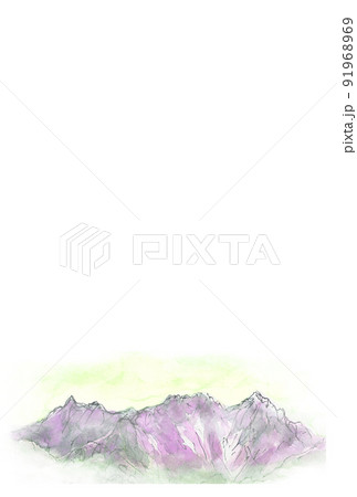 槍穂高連峰イラスト【はがきテンプレートにも】 槍穂高連峰イラスト【はがきテンプレートにも】 91968969