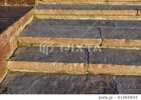 Stone stairs on the street in the evening Stone stairs on the street in the evening 91969804