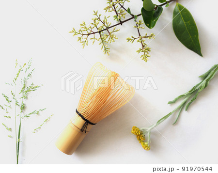 白背景 茶道具 植物 白背景 茶道具 植物 91970544