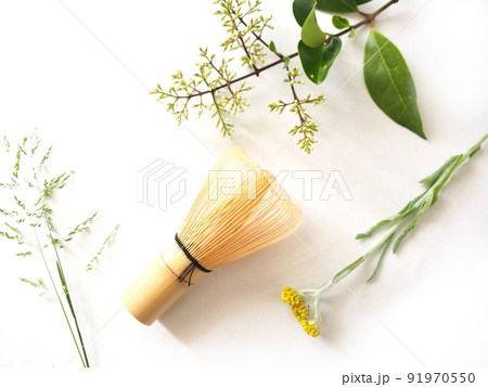 白背景 茶道具 植物 白背景 茶道具 植物 91970550