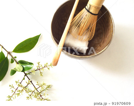 白背景 茶道具 植物 白背景 茶道具 植物 91970609