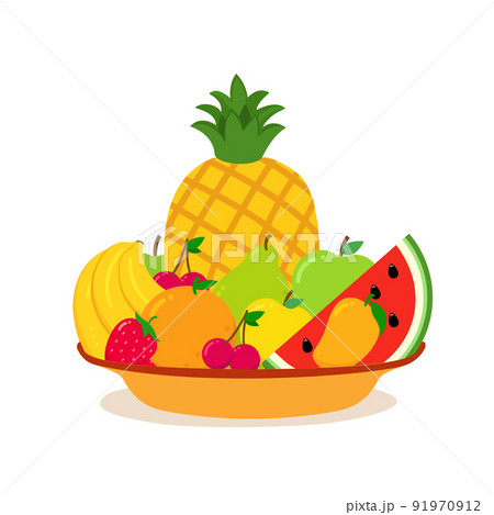 fruit in plate. Fruit healthy organic food sweet and nature concept. bright colors fruits 91970912