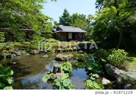 旧三井家下鴨別邸　庭園の池と茶室　京都市左京区下鴨 91971229