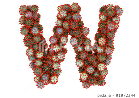 Letter W from viruses. 3D rendering Letter W from viruses. 3D rendering 91972244