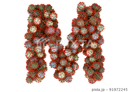 Letter M from viruses. 3D rendering 91972245